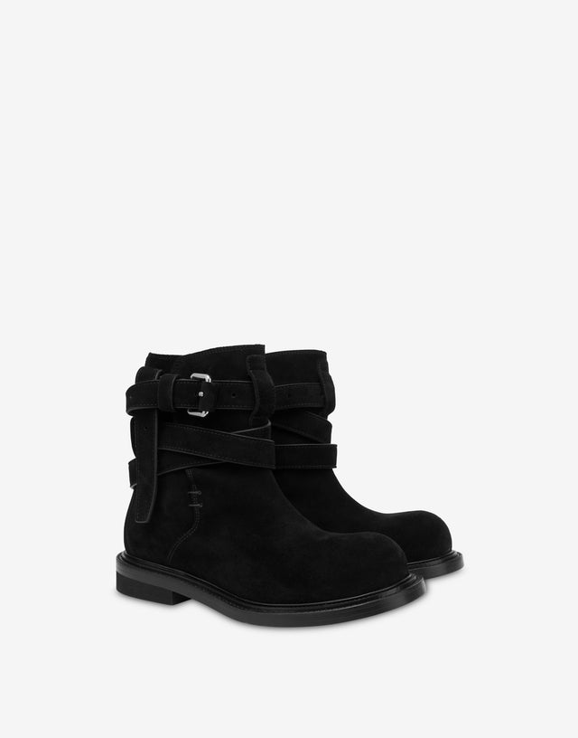 Stivaletti in suede  Nero Moschino 0