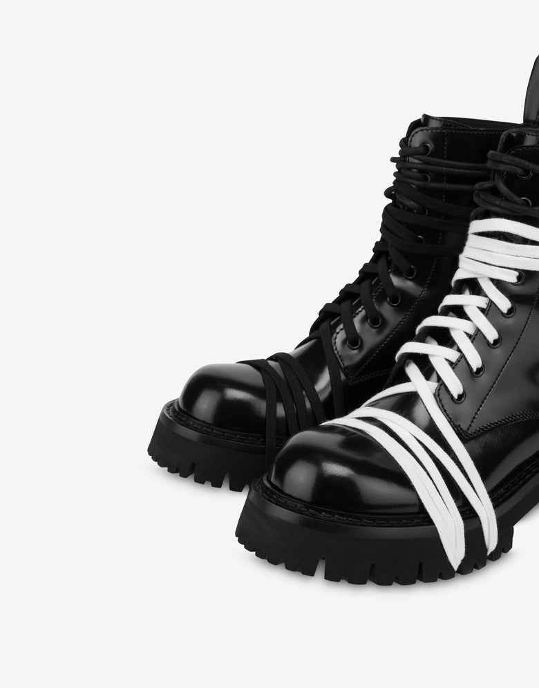 Biker boots in vitello spazzolato Nero Moschino 4