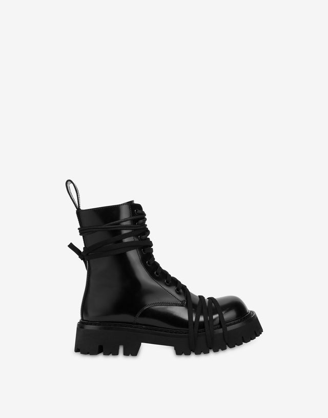 Biker boots in vitello spazzolato Nero Moschino 1
