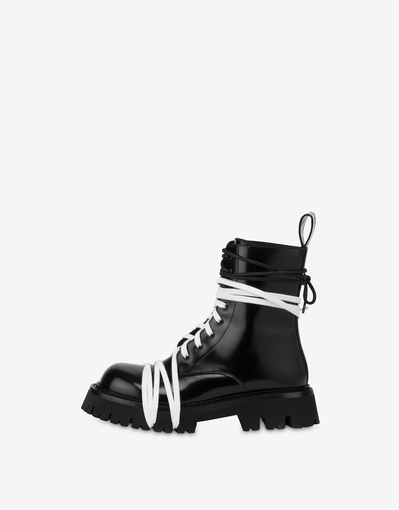 Biker boots in vitello spazzolato Nero Moschino 2