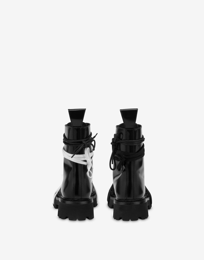 Biker boots in vitello spazzolato Nero Moschino 3