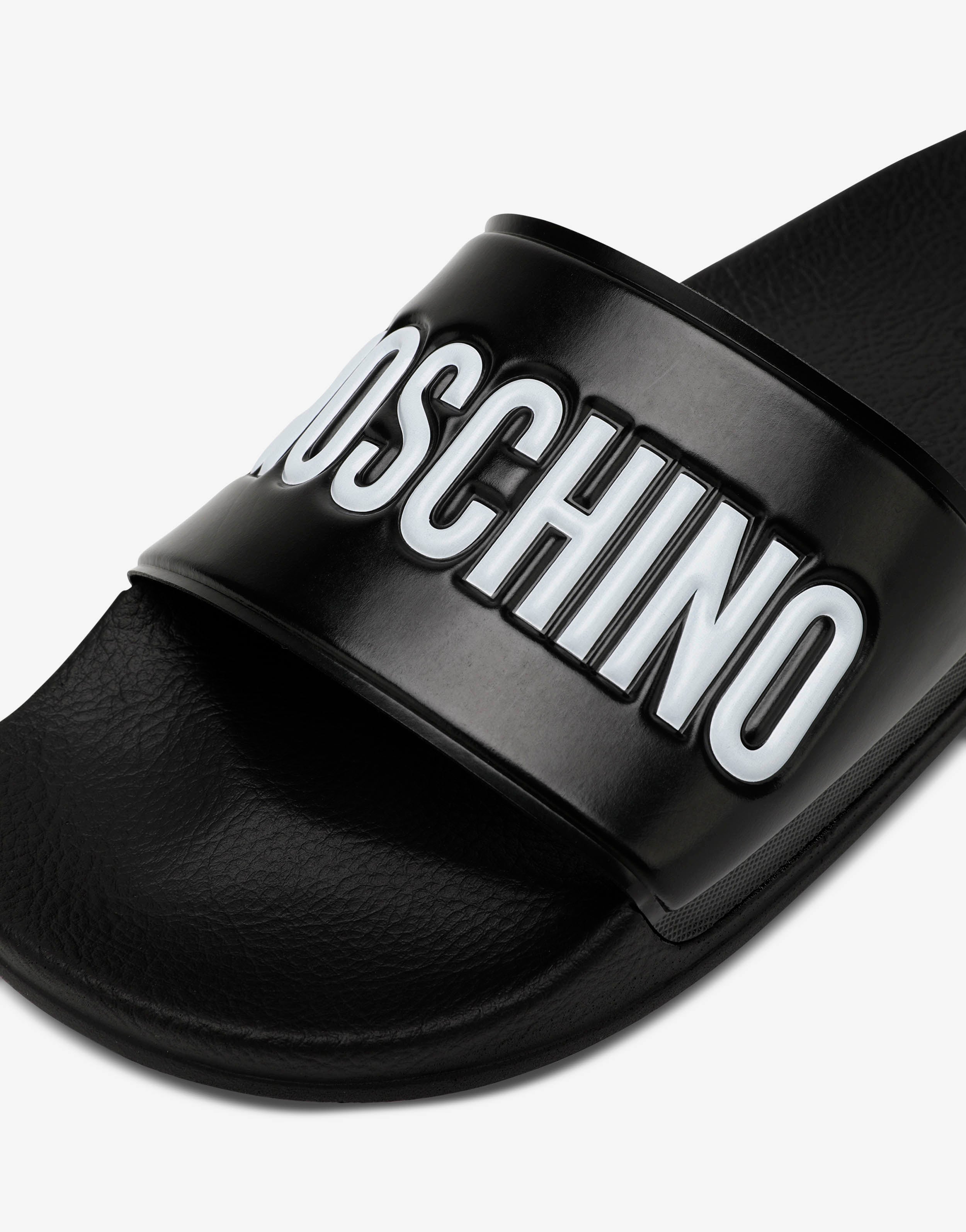 【Moschino】POOL SLIDE サンダル ブラック ロゴ スリップオン Pool slides in rubber with logo | Moschino