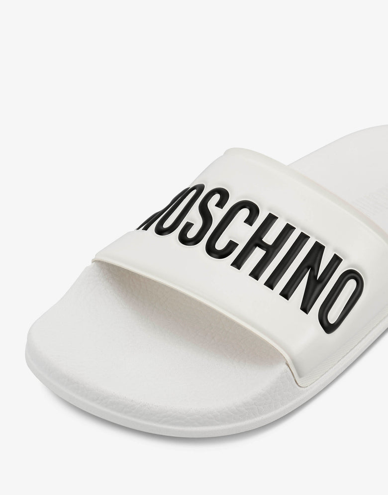 Pool slide in PVC con logo Bianco Moschino 3