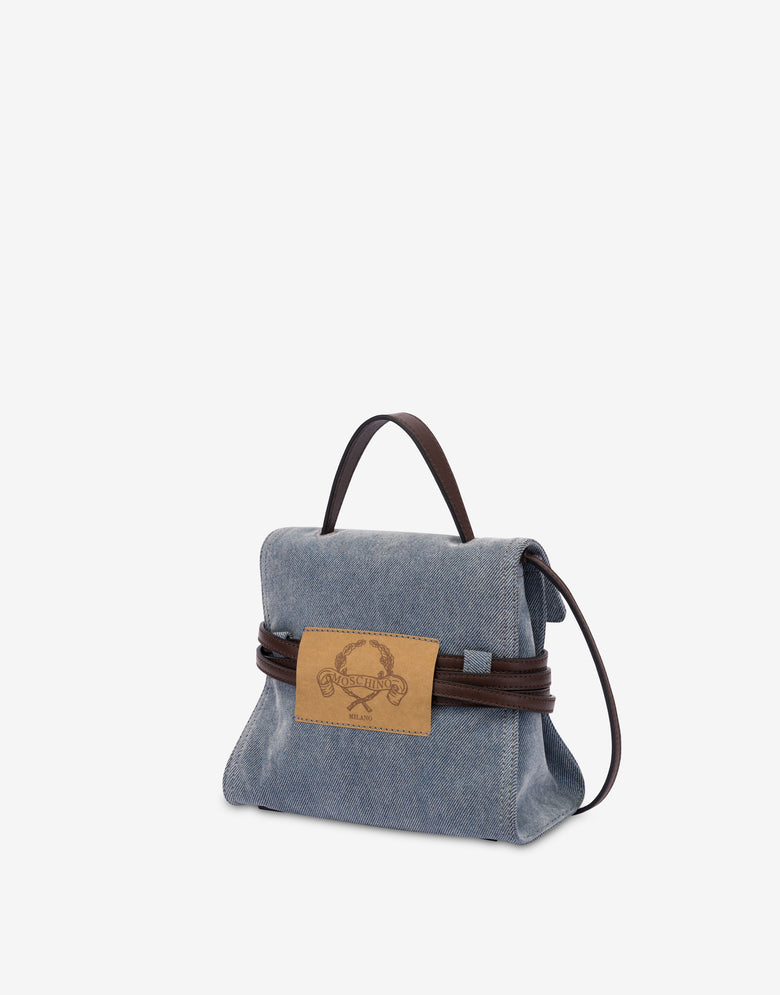 Moschino Tie Me Small Handbag Blue Denim Moschino 1