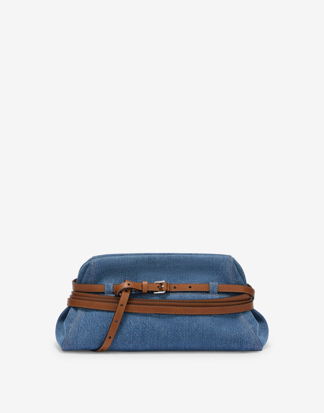 Borsa clutch grande Moschino Tie Me Blu Denim Moschino 0