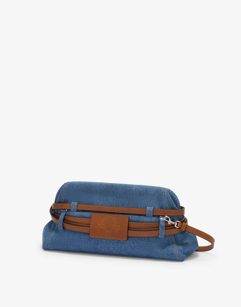 Bolso de mano grande Moschino Tie Me Blue Denim Moschino 1
