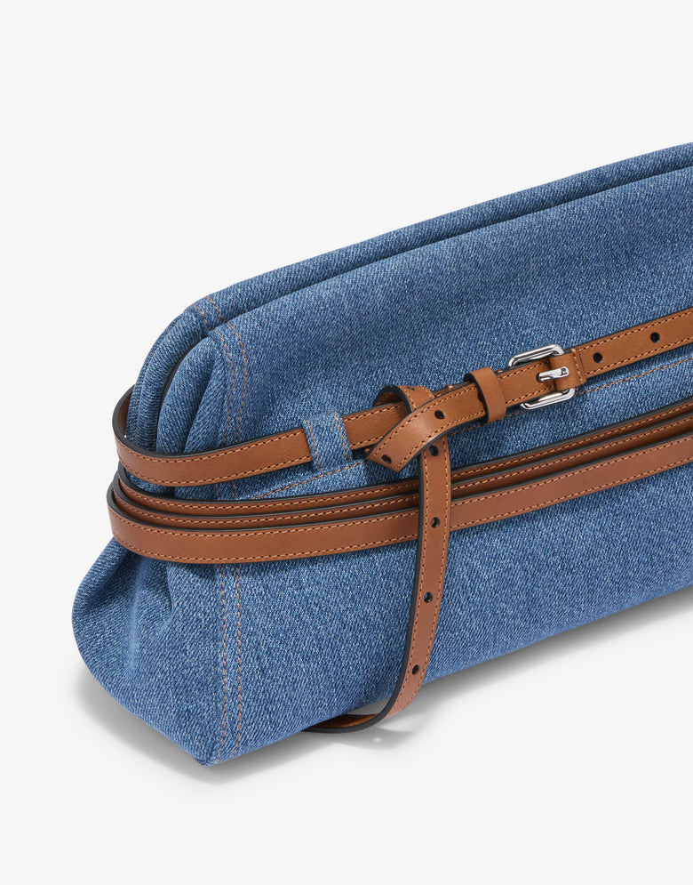 Bolso de mano grande Moschino Tie Me Blue Denim Moschino 3