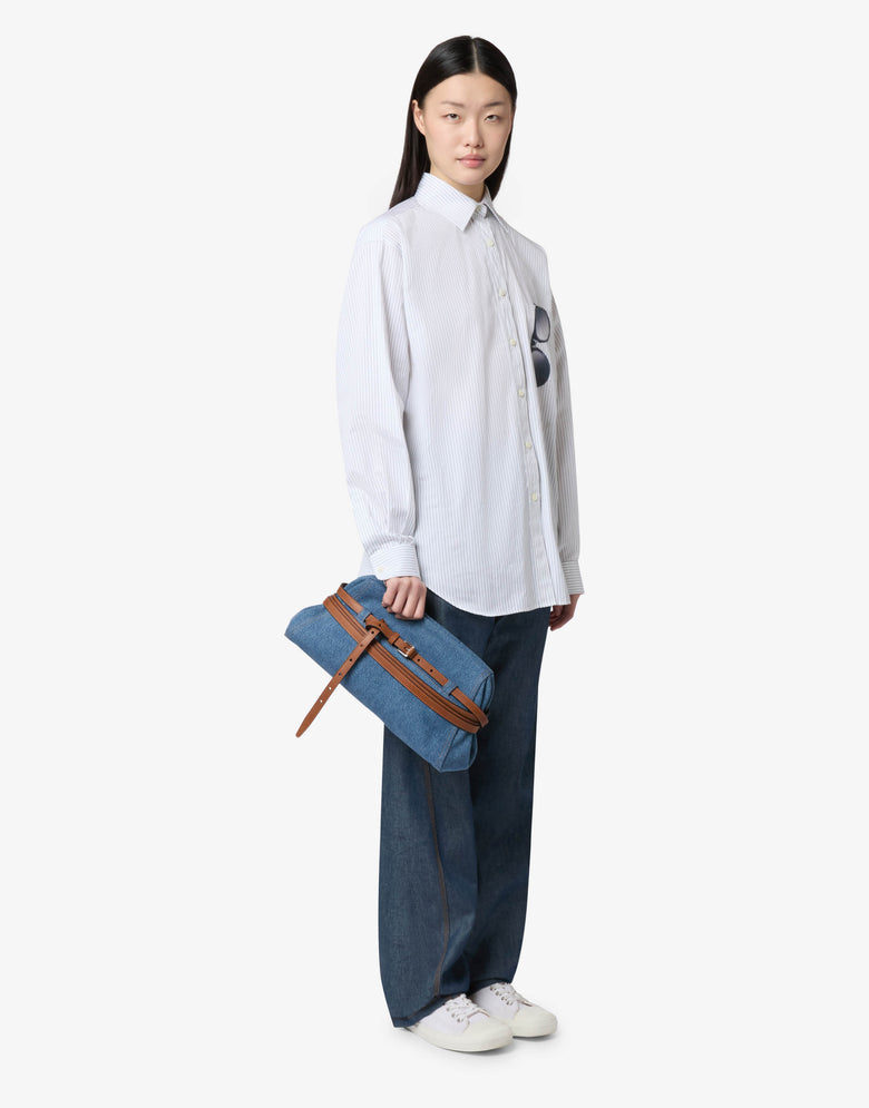 Bolso de mano grande Moschino Tie Me Blue Denim Moschino 4