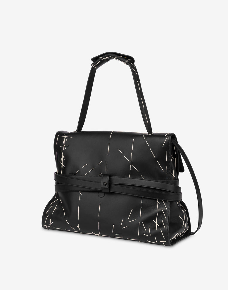 Moschino Tie Me Medium Hand Bag Black Moschino 1