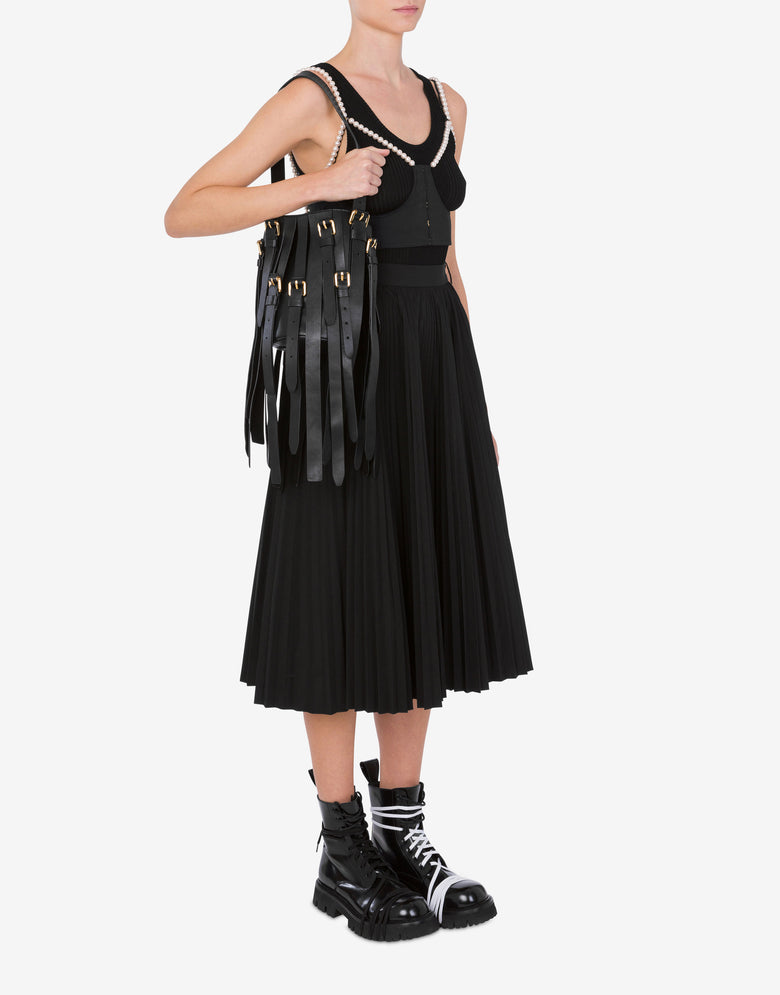 Borsa a secchiello in nappa Multibelts Nero Moschino 4