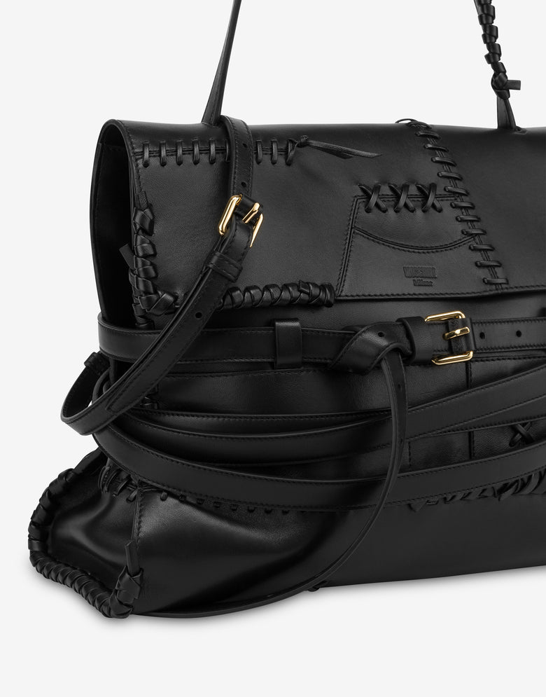 Moschino Tie Me bag with stitching Medium Black Moschino 3