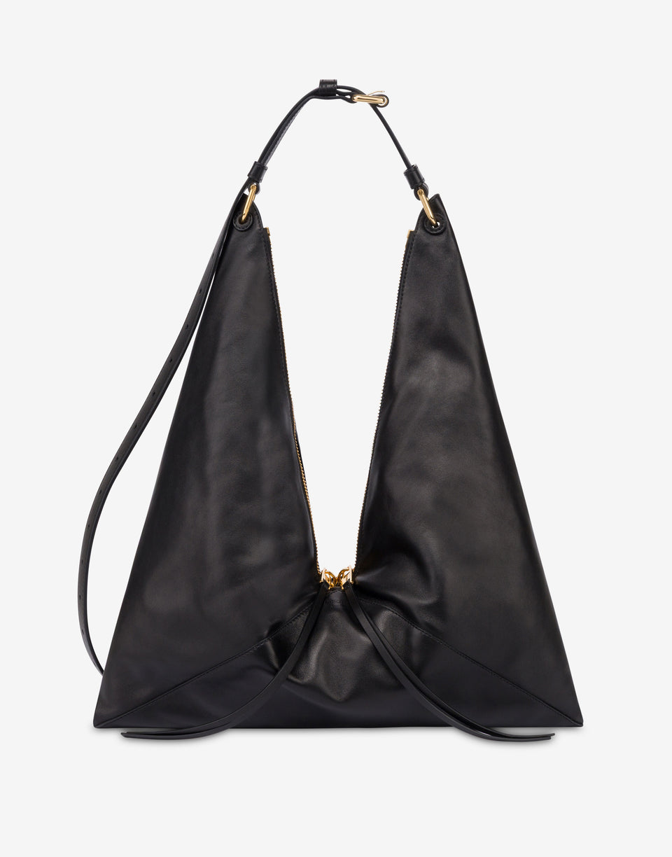 Borsa hobo in nappa Nero Moschino 0