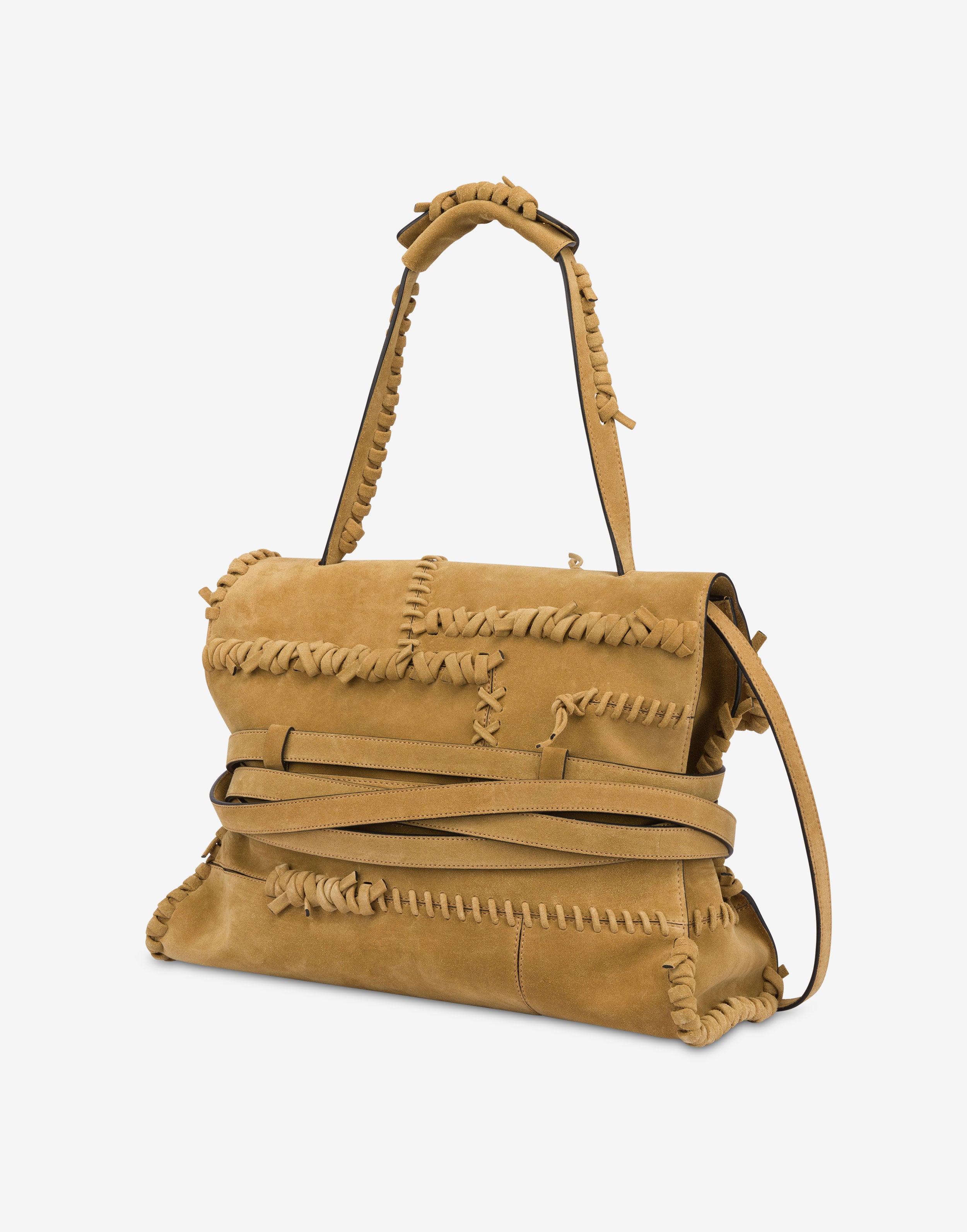★Moschino★ Stitching tie me back in suede medium POLMC4224 Moschino Tie Me bag in suede with stitching Medium | Moschino