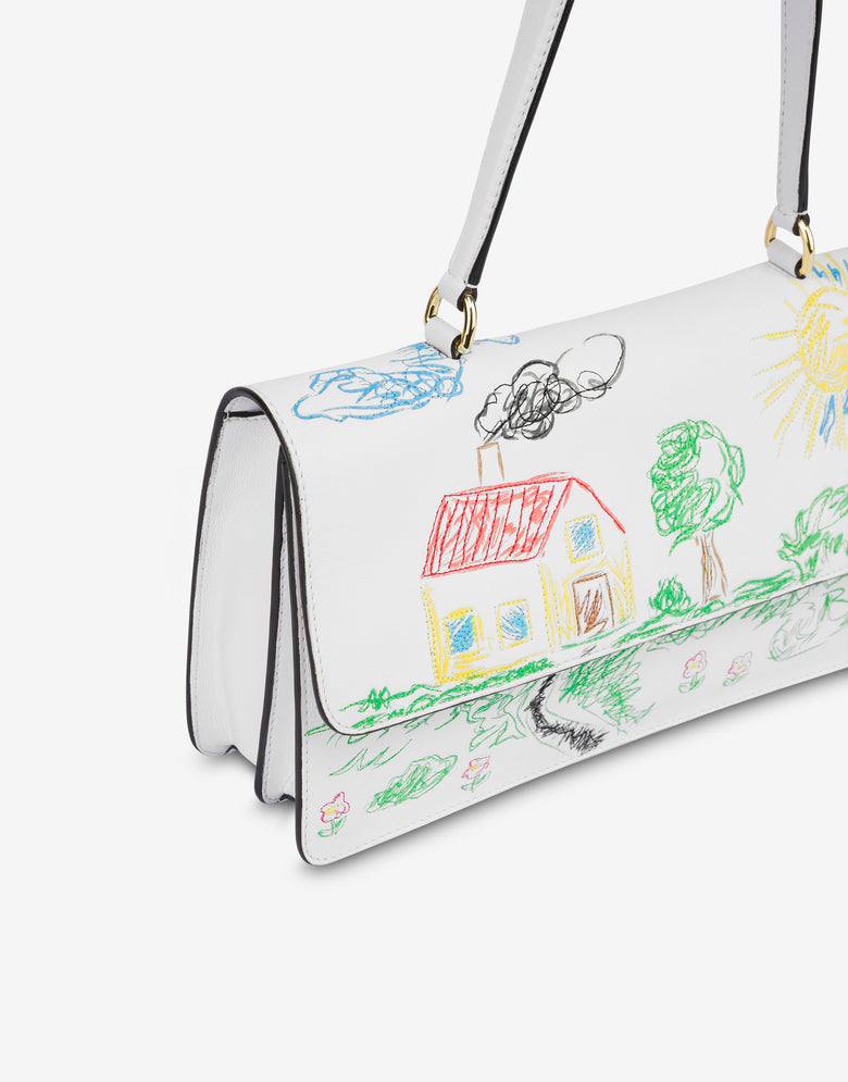 Drawings nappa shoulder bag White Moschino 3