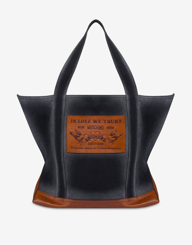 Denim maxi tote Black Moschino 0
