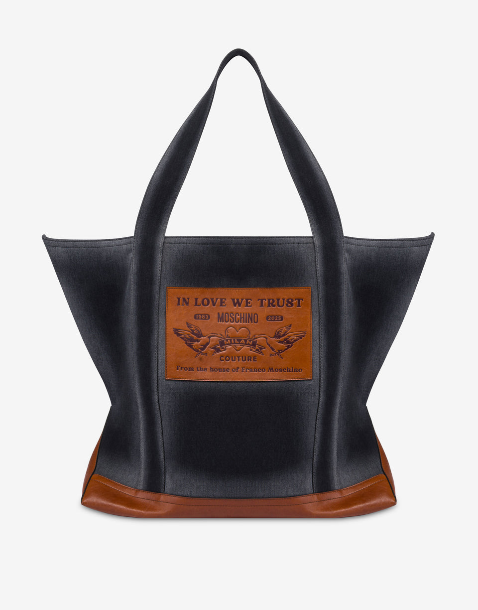Denim maxi tote Black Moschino 0