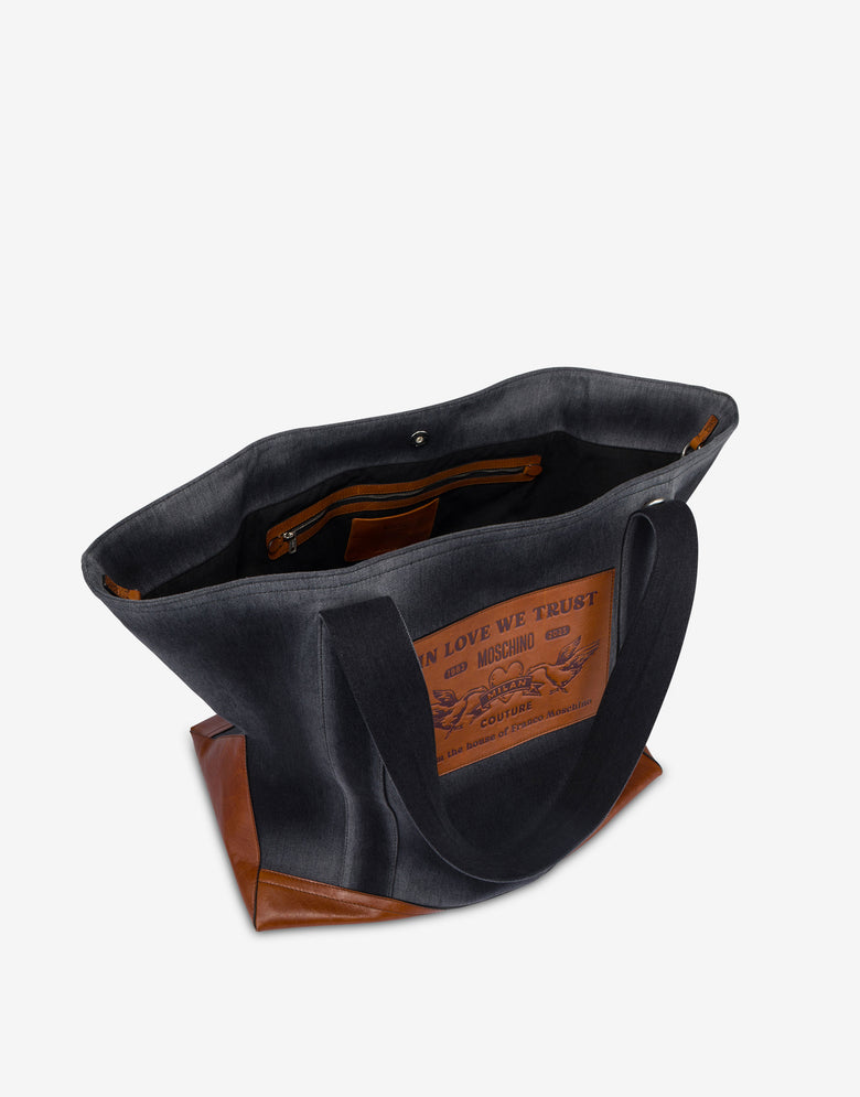 Denim maxi tote Black Moschino 2