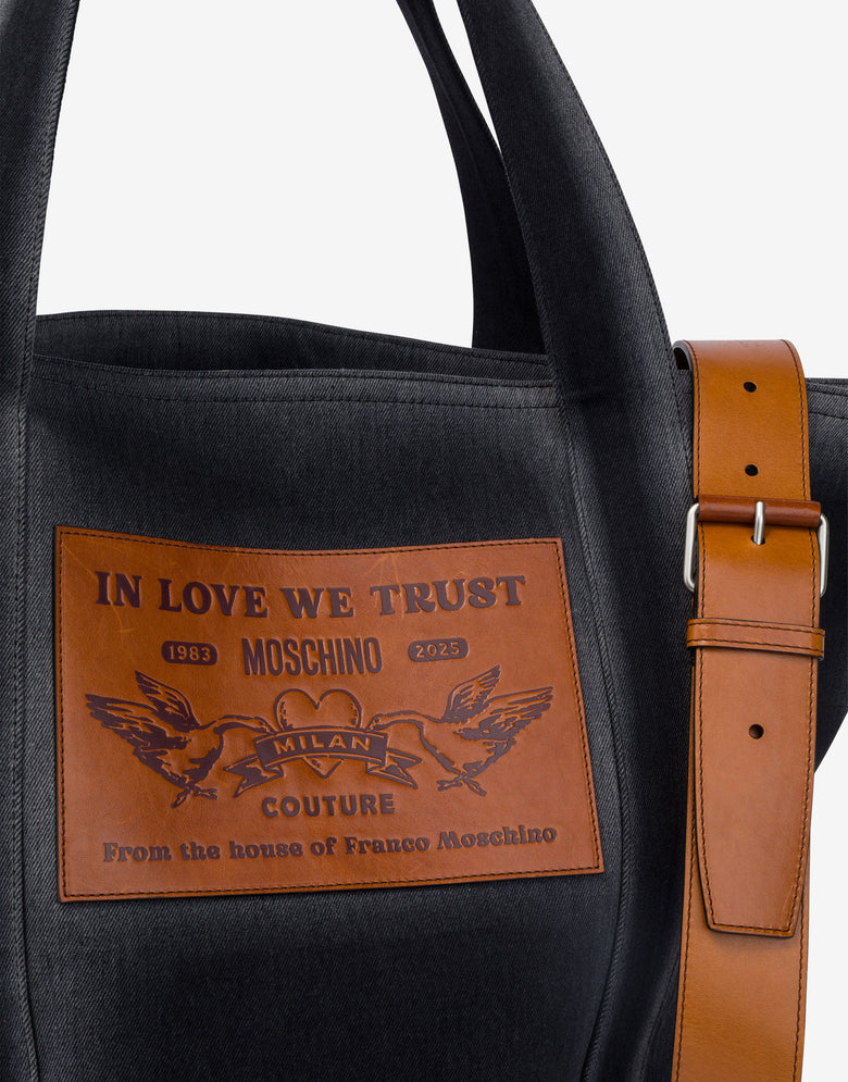 Denim maxi tote Black Moschino 3