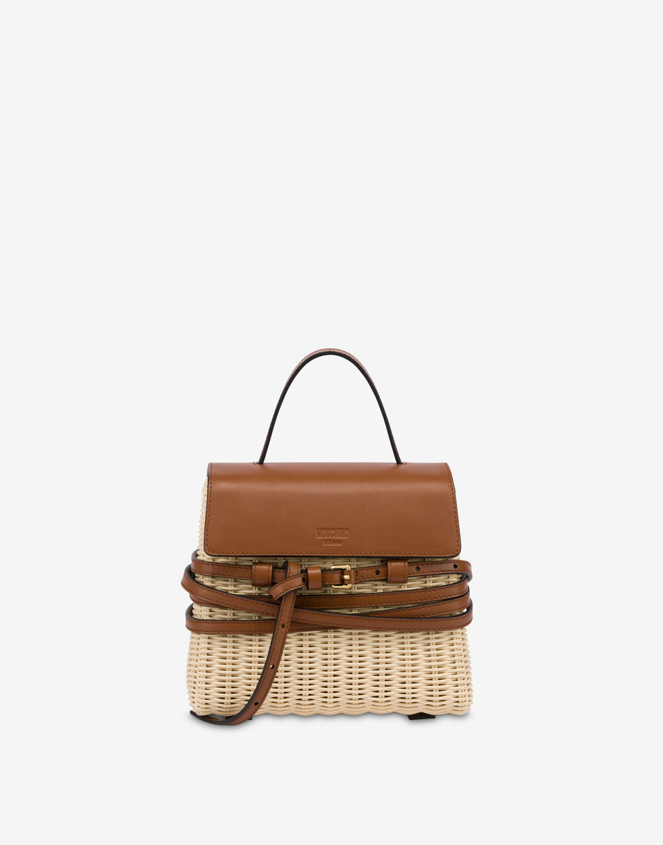 Moschino Tie Me bag in rattan Small Ivory Moschino 0