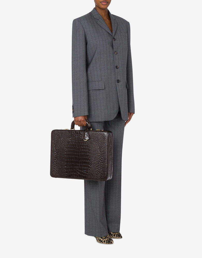 Briefcase 鳄鱼纹 深棕色 Moschino 4