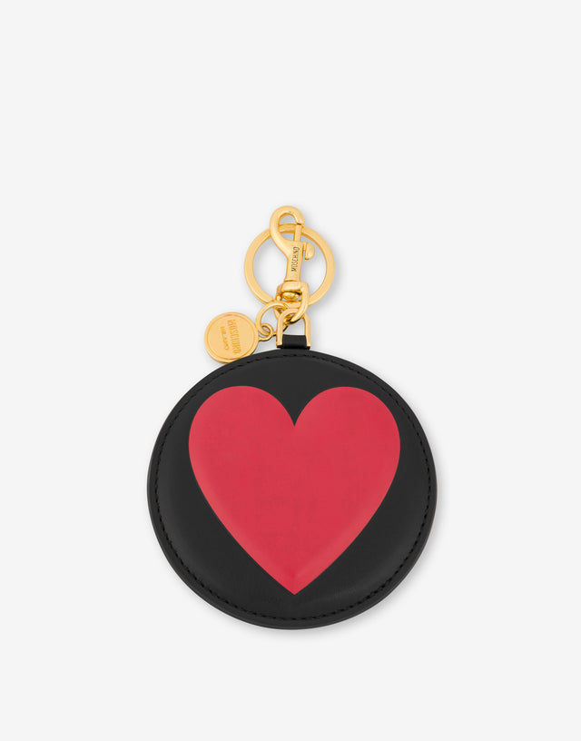 Schlüsselanhänger aus Kalbsleder Big Heart Schwarz Moschino 0