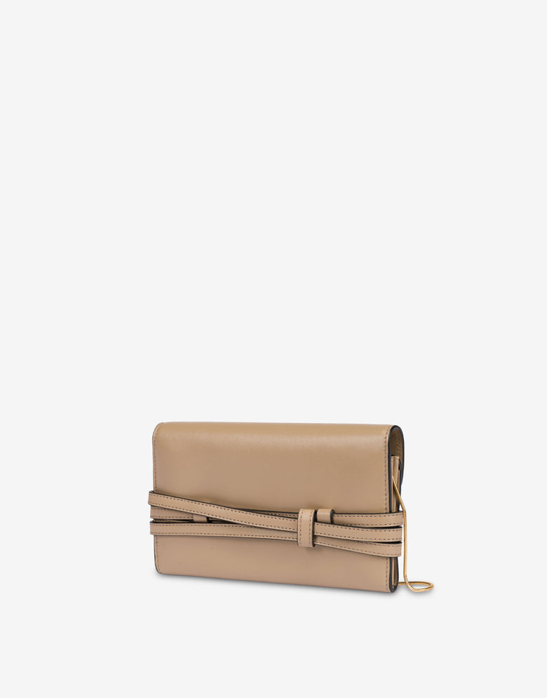 Cartera Tie Me Ècru Moschino 1