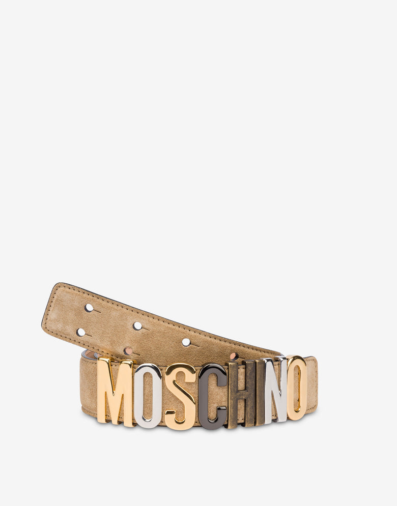 Cinturón de corteza Mixed Lettering Logo Beige Moschino 2