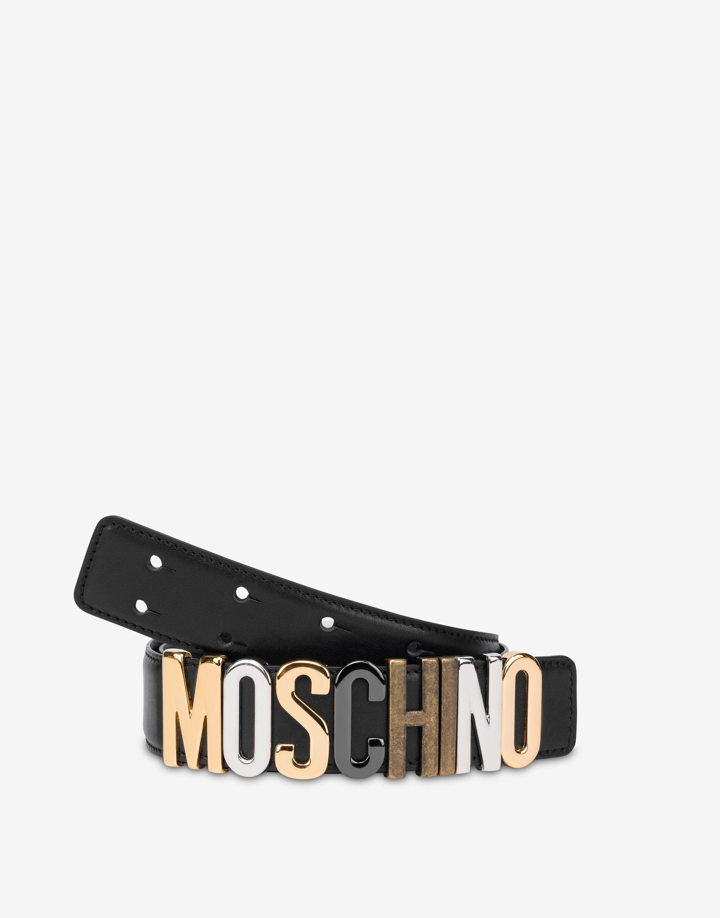 Calf Mixed Lettering Logo Belt | Moschino