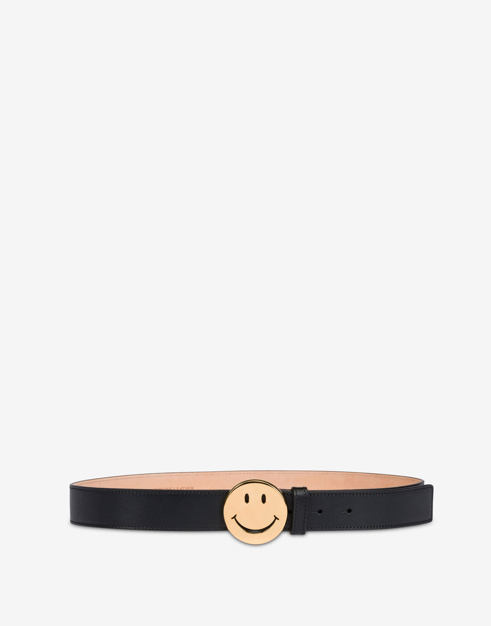 Cintura in vitello Smile Nero Moschino 0