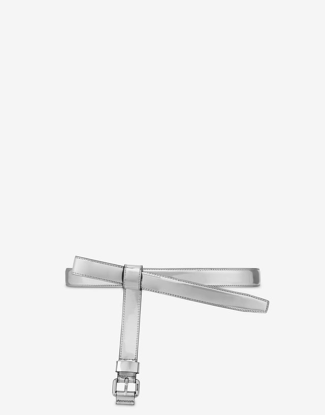Mirror fabric belt Silver Moschino 1
