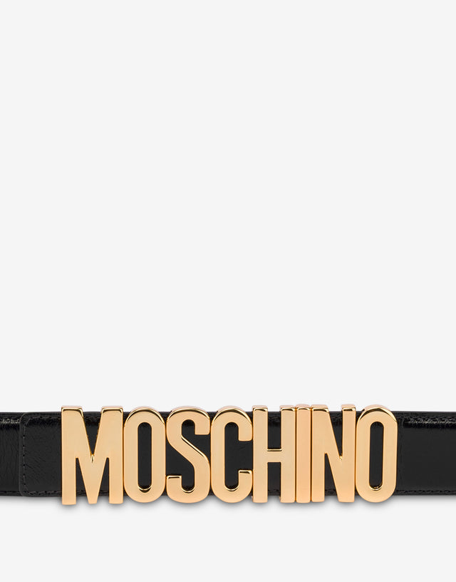 Logo Lettering calfskin belt Black Moschino 1