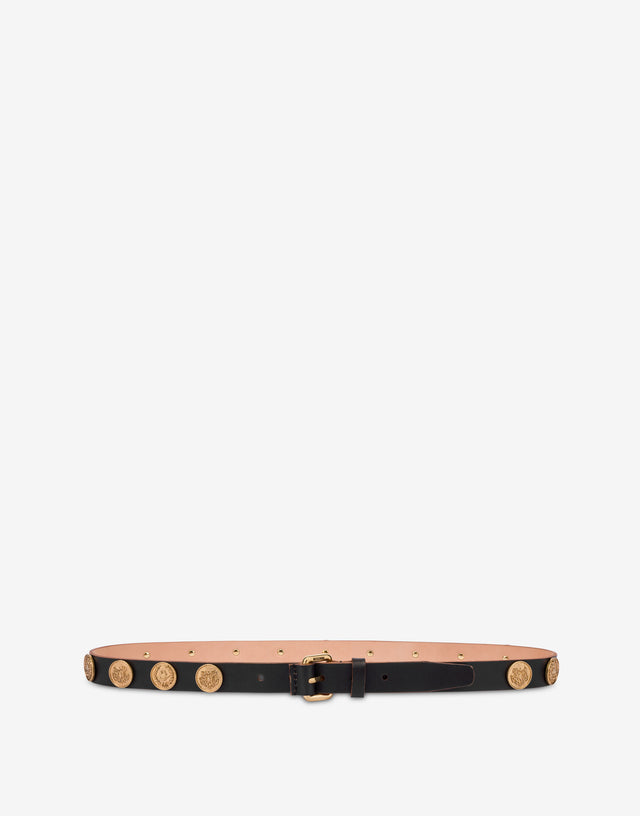 Decorated cowhide belt Black Moschino 0