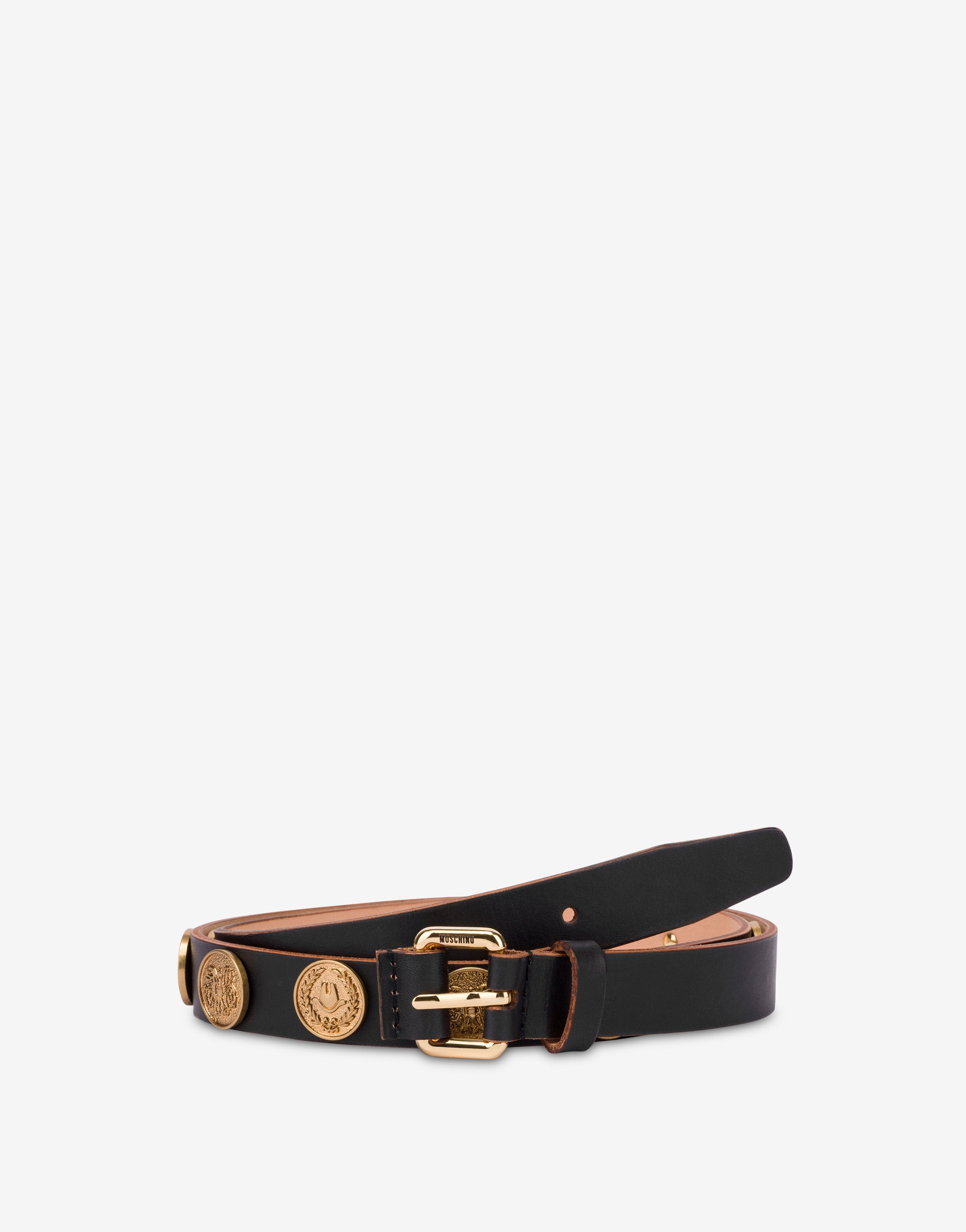Decorated cowhide belt | Moschino