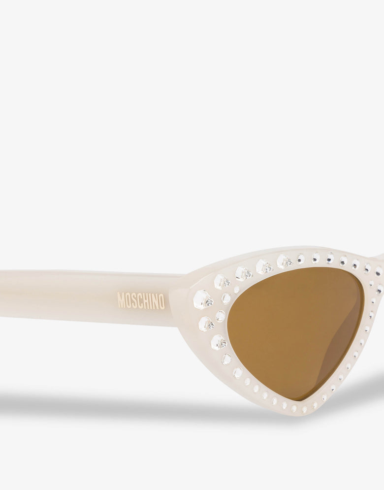  Lunettes de soleil œil de chat avec strass Ivoire Moschino 2