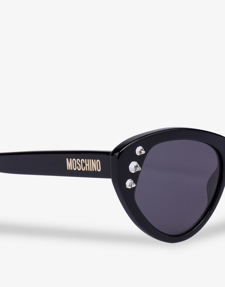 Cat eye sunglasses with rhinestones Black Moschino 2