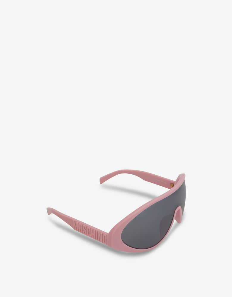 Gafas de sol tipo máscara rosa 3D Logo Pink Moschino 1