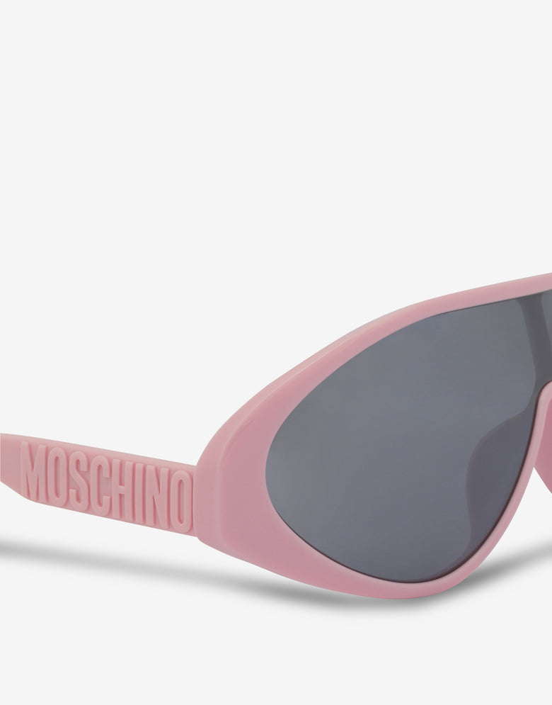 Gafas de sol tipo máscara rosa 3D Logo Pink Moschino 2