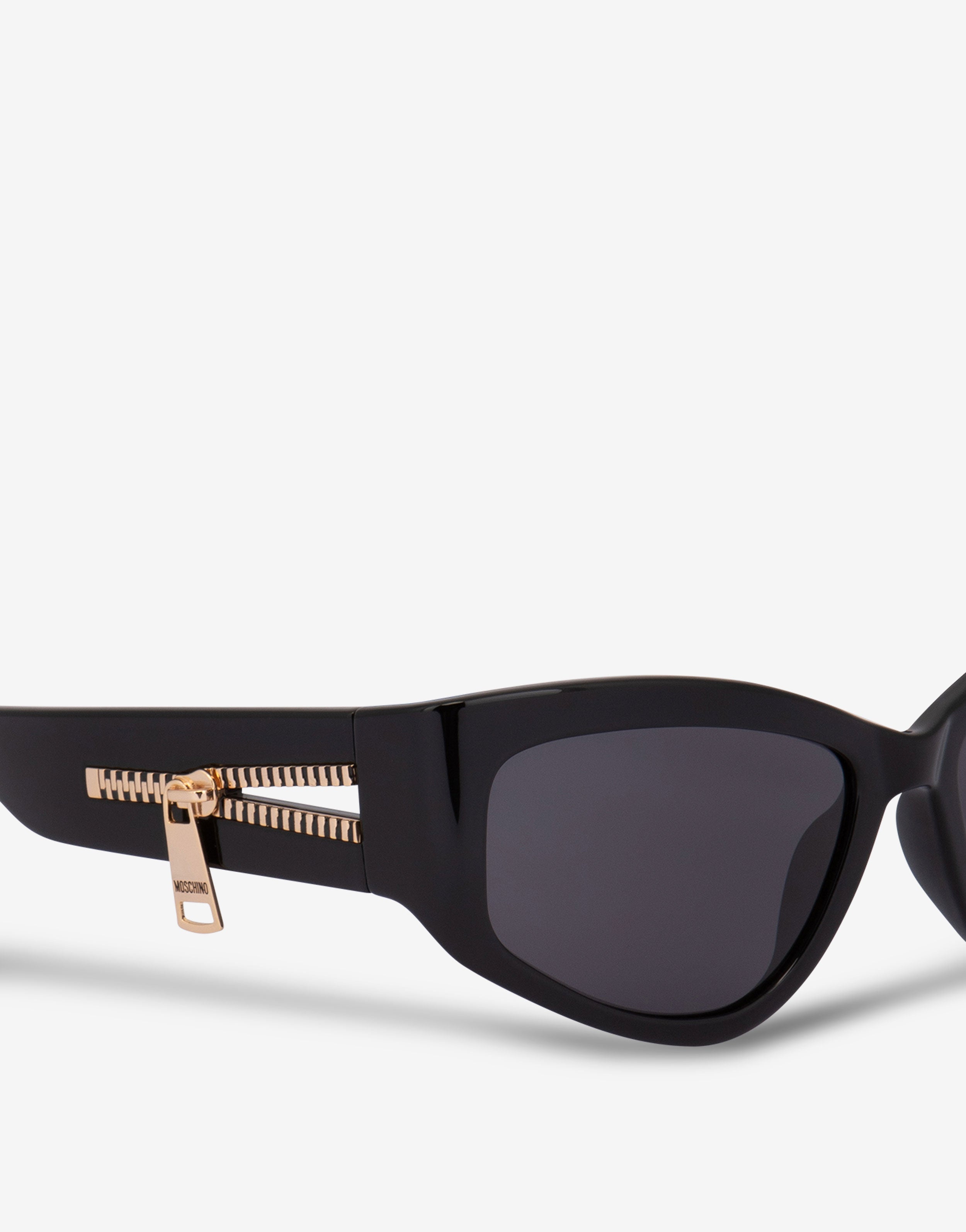 Gold Zipper black sunglasses | Moschino