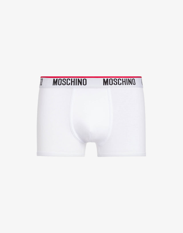 Boxer in cotone con logo  Bianco Moschino 0