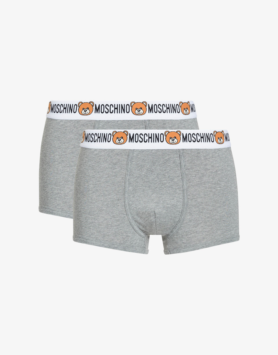 带Moschino泰迪熊装饰的四角裤2件套装 浅灰色 Moschino 0