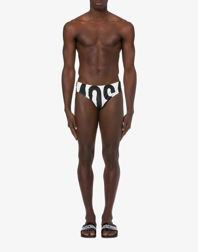 Badeslip mit Maxi Logo Weiß Moschino 1