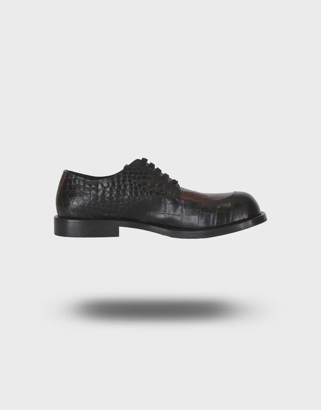 Two-tone brushed calfskin derby Black Moschino 0