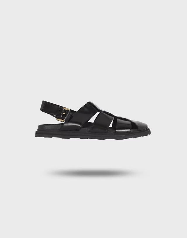 Sandals in brushed calf leather Sporty Black Moschino 0