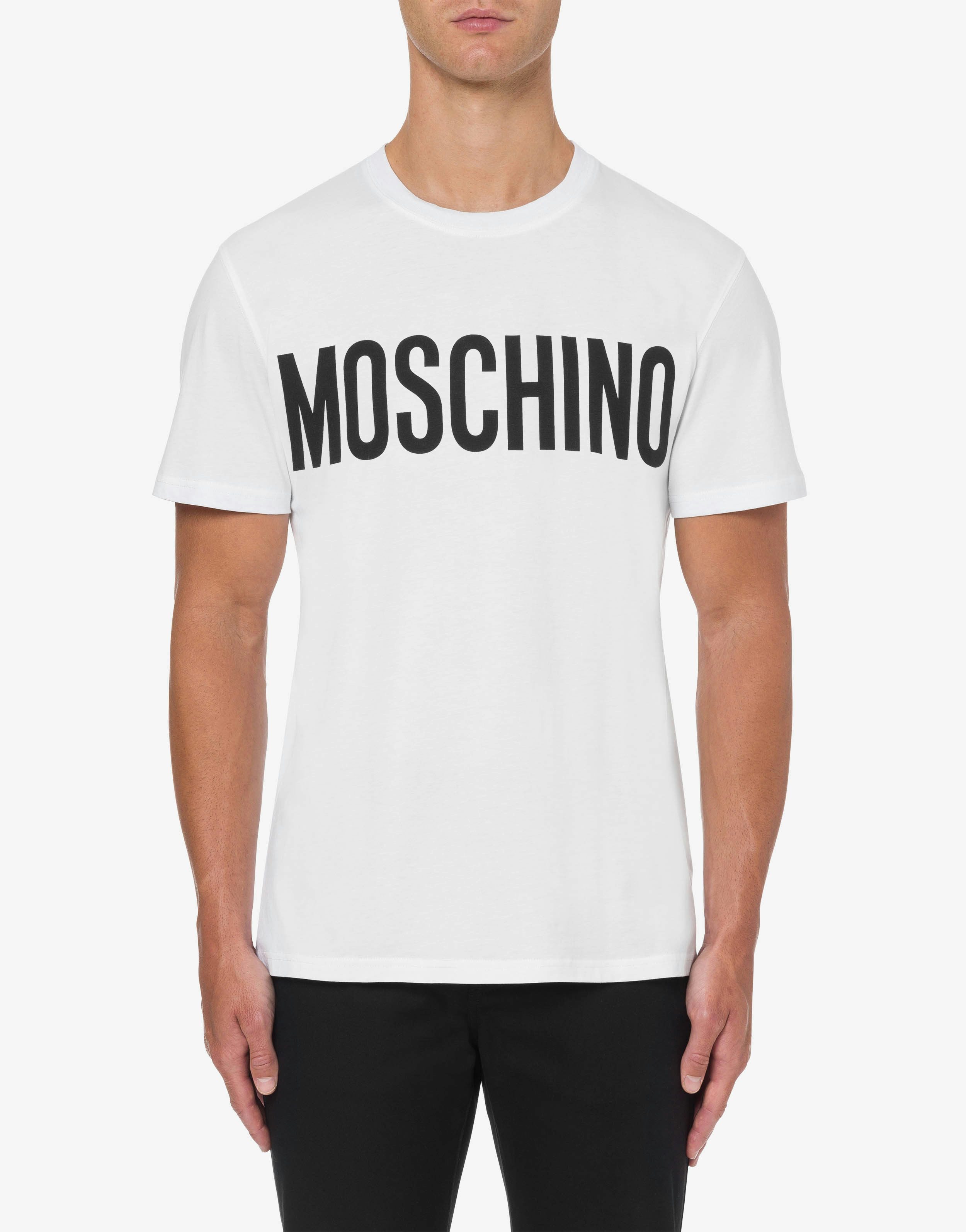Stretch jersey t-shirt with logo | Moschino Official Store
