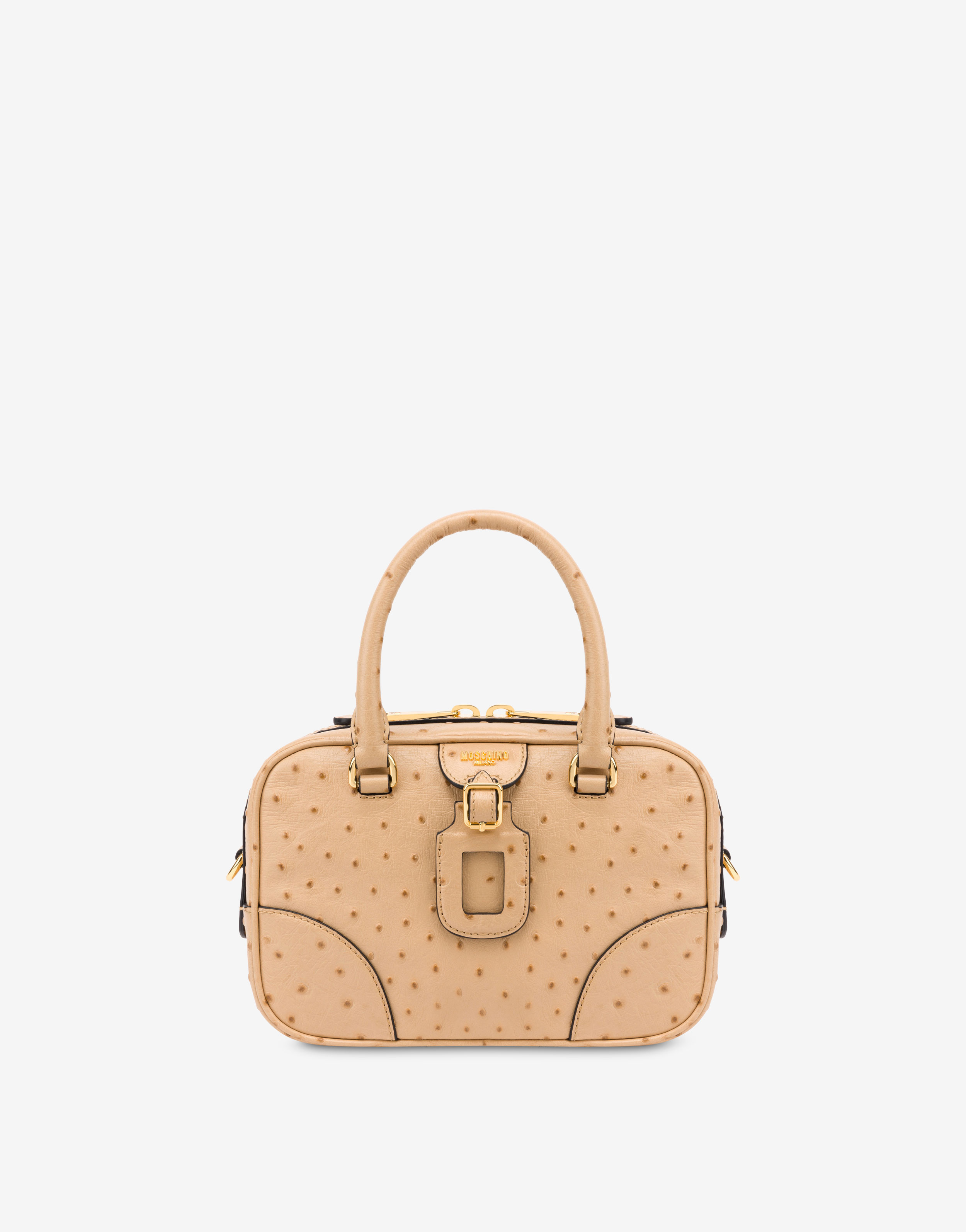 Travel Tag handbag with ostrich print