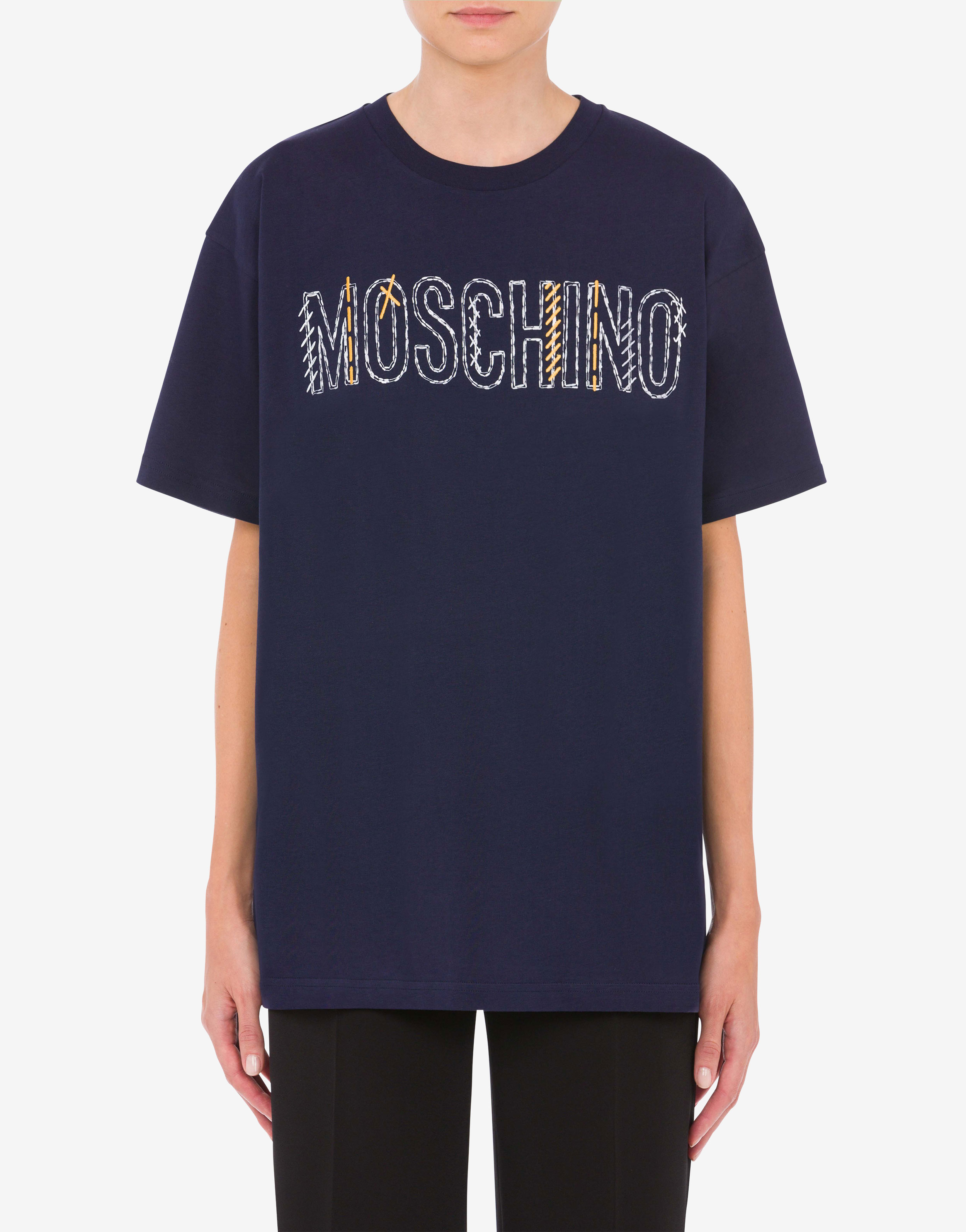 Stitching Logo オーガニック ジャージー Tシャツ | Moschino Official ...