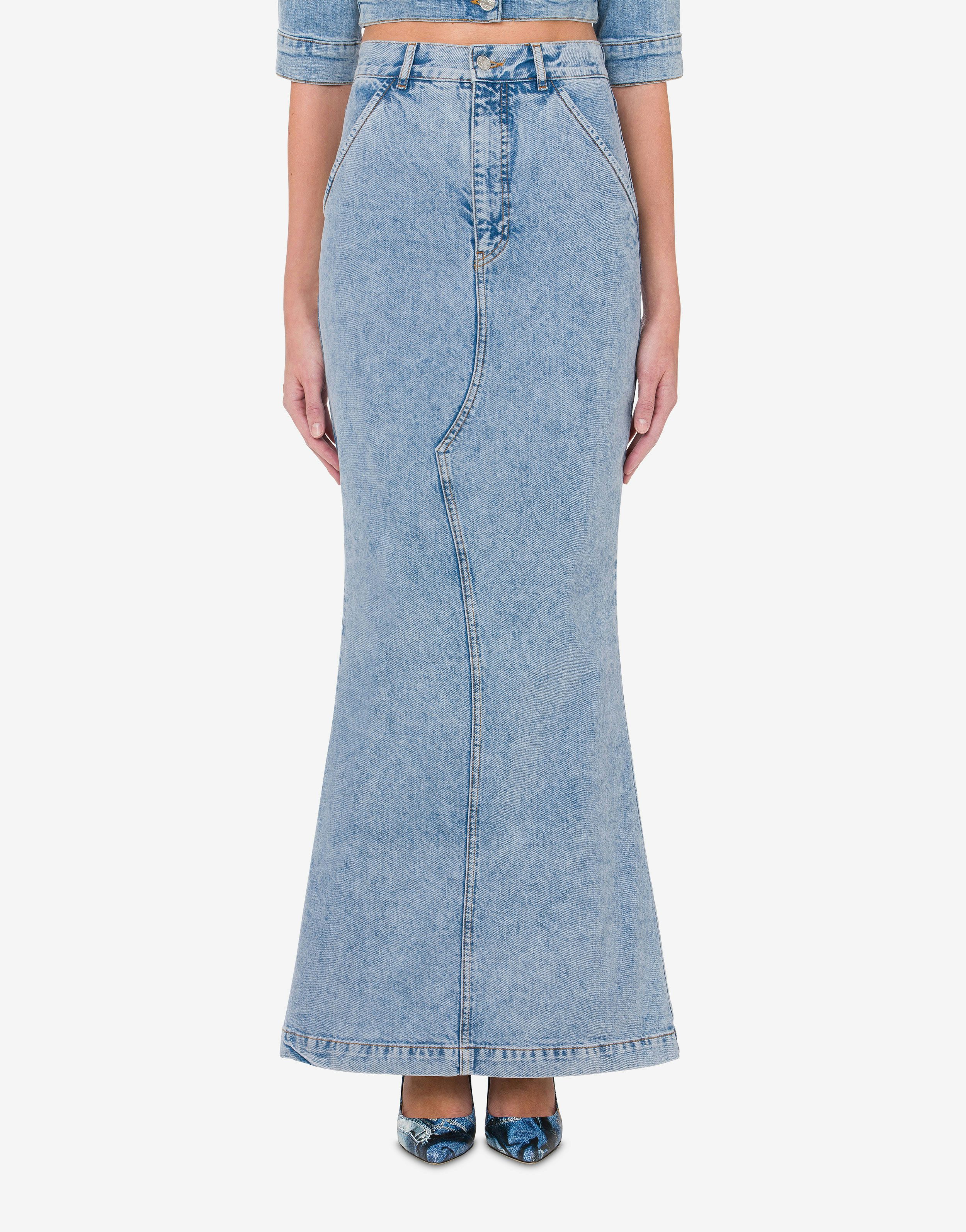 Recycled denim long skirt | Moschino Official Store