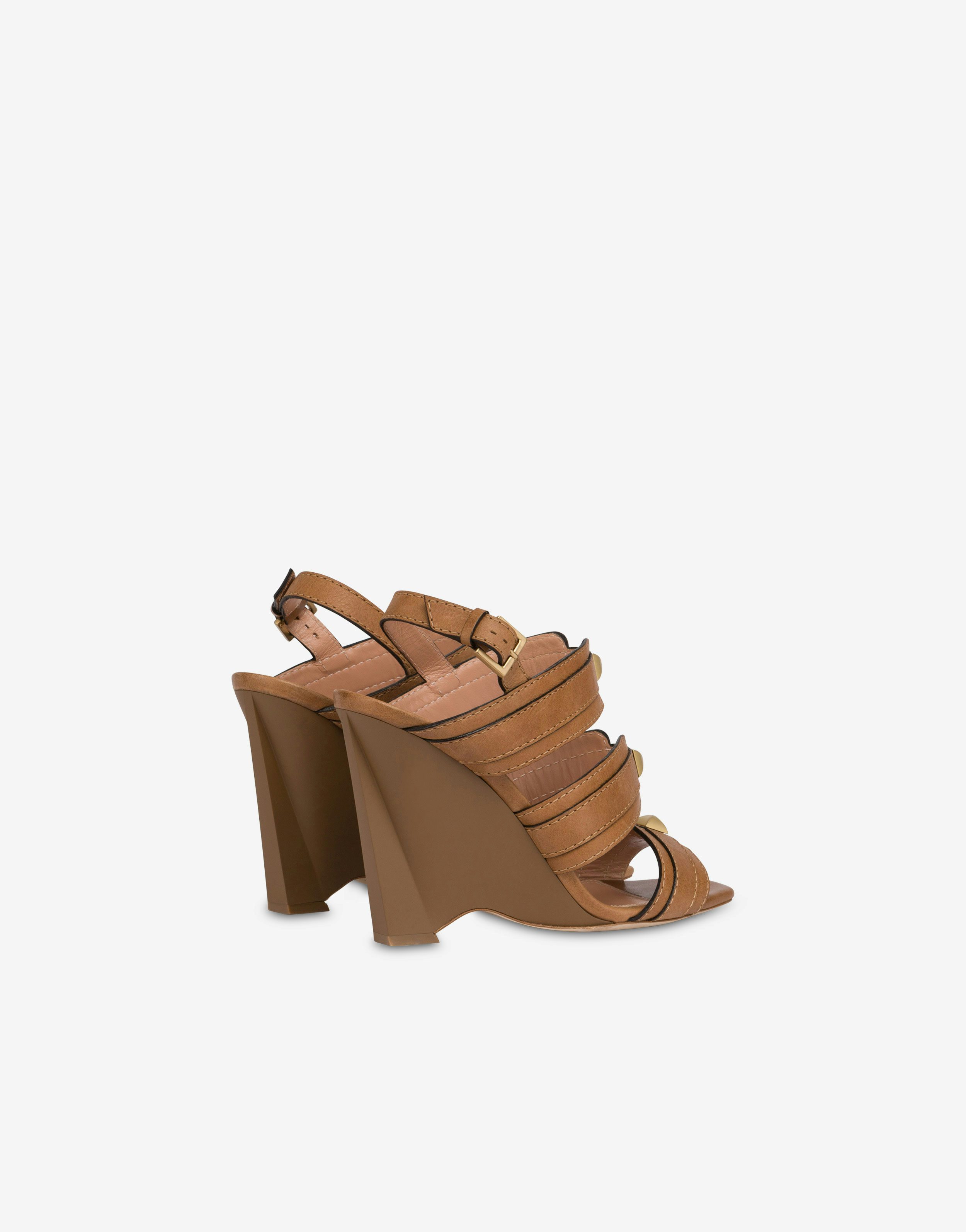 Cage nappa calfskin wedge sandals
