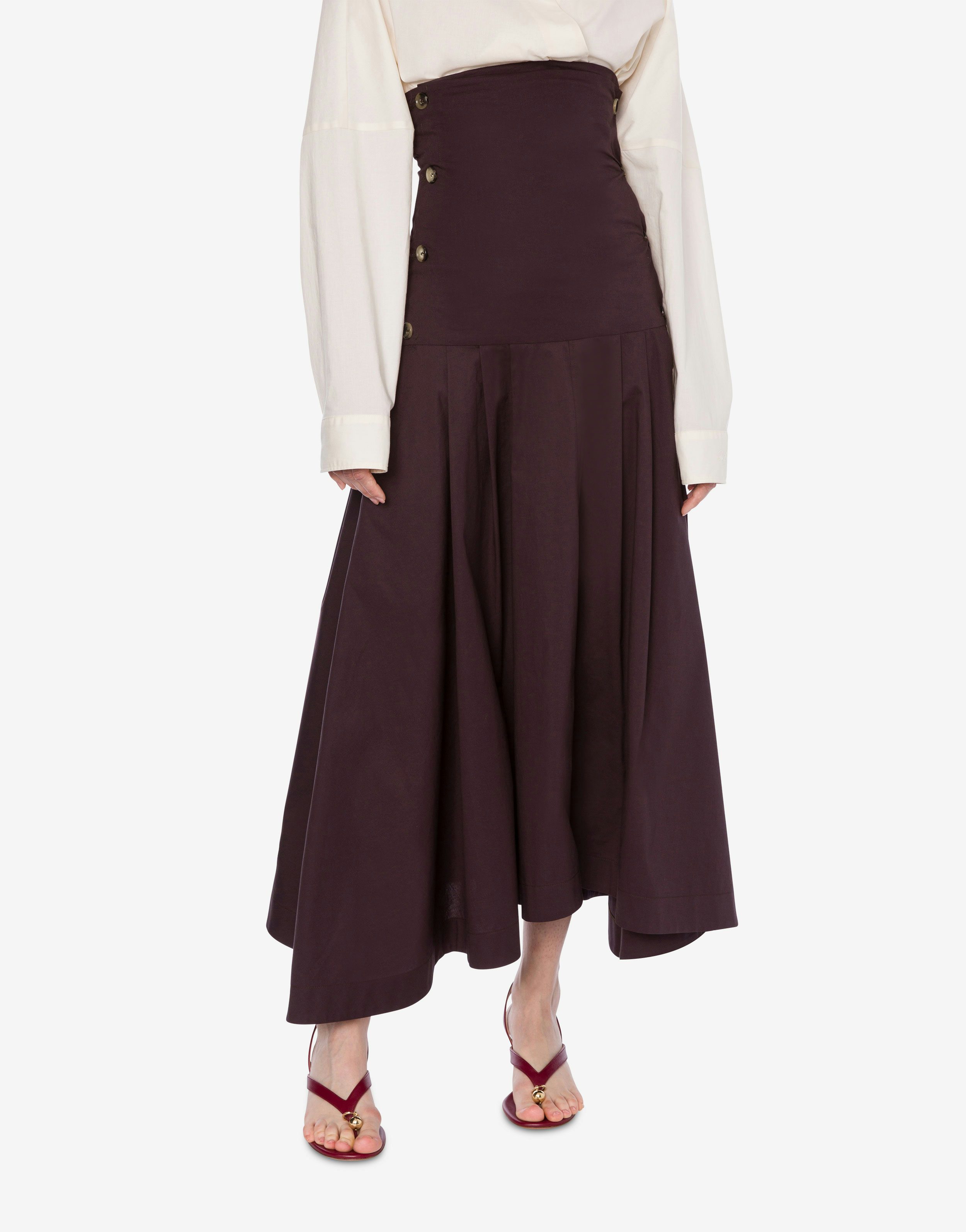 Longuette skirt in stretch cotton