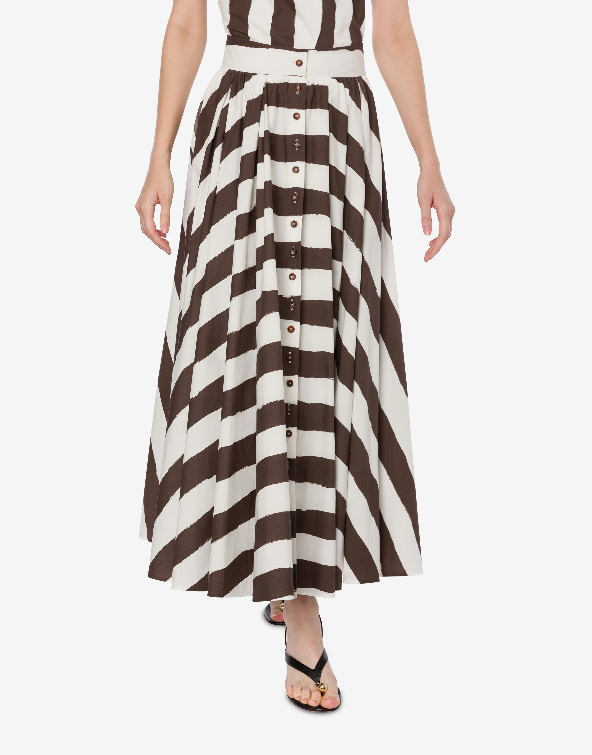 Long striped skirt in stretch cotton